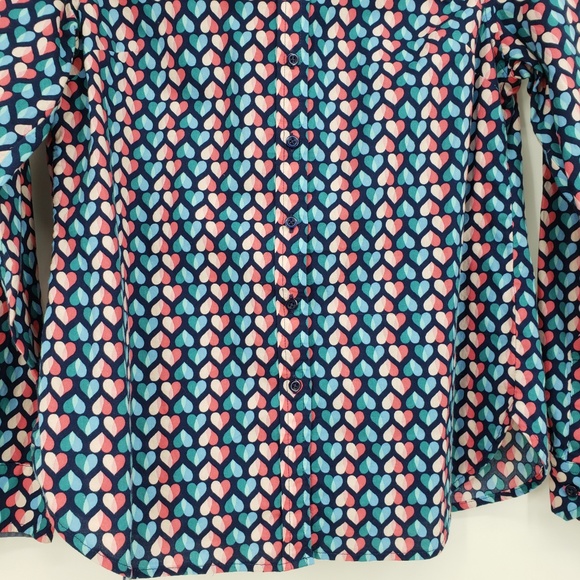 Talbots Heart Print Button Down Blouse Sz SP - Picture 5 of 8